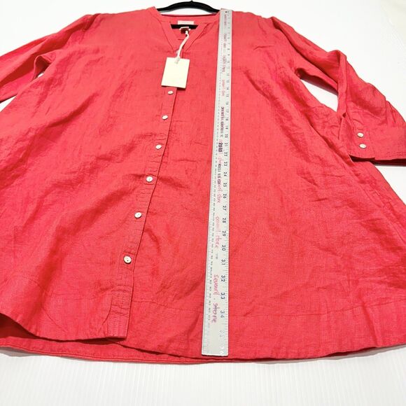NWT Joie Red Linen V-Neck Button Up Shirt Dress Oversize w/ Pockets Size XL - Picture 9 of 9